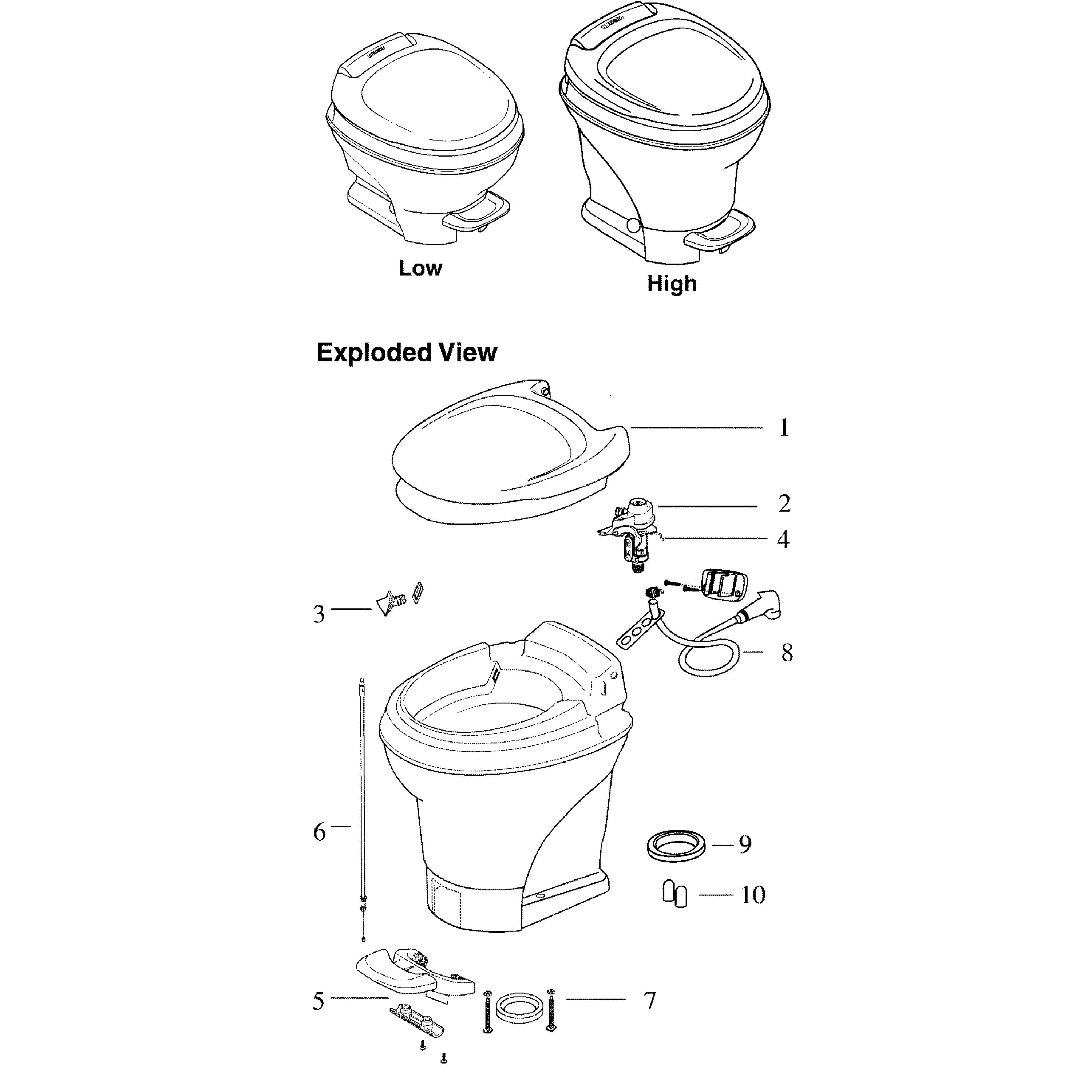 Thetford 31703 Aqua-Magic V High and Low Foot - Seat and Cover Assembly, White
