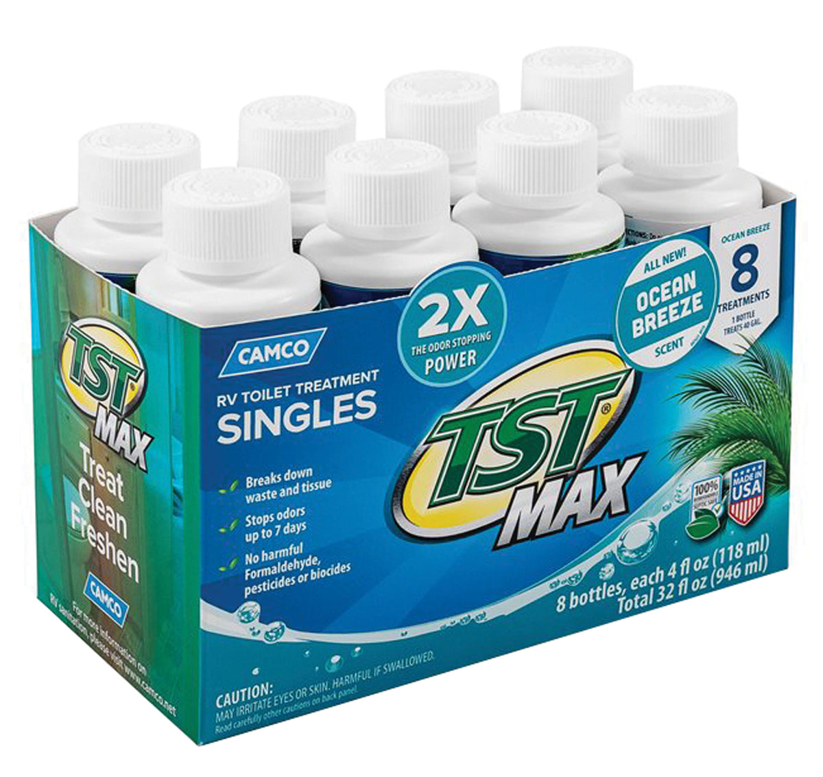 Camco 41610 TST MAX Singles - Ocean Scent, (8) 4 oz. Bottles