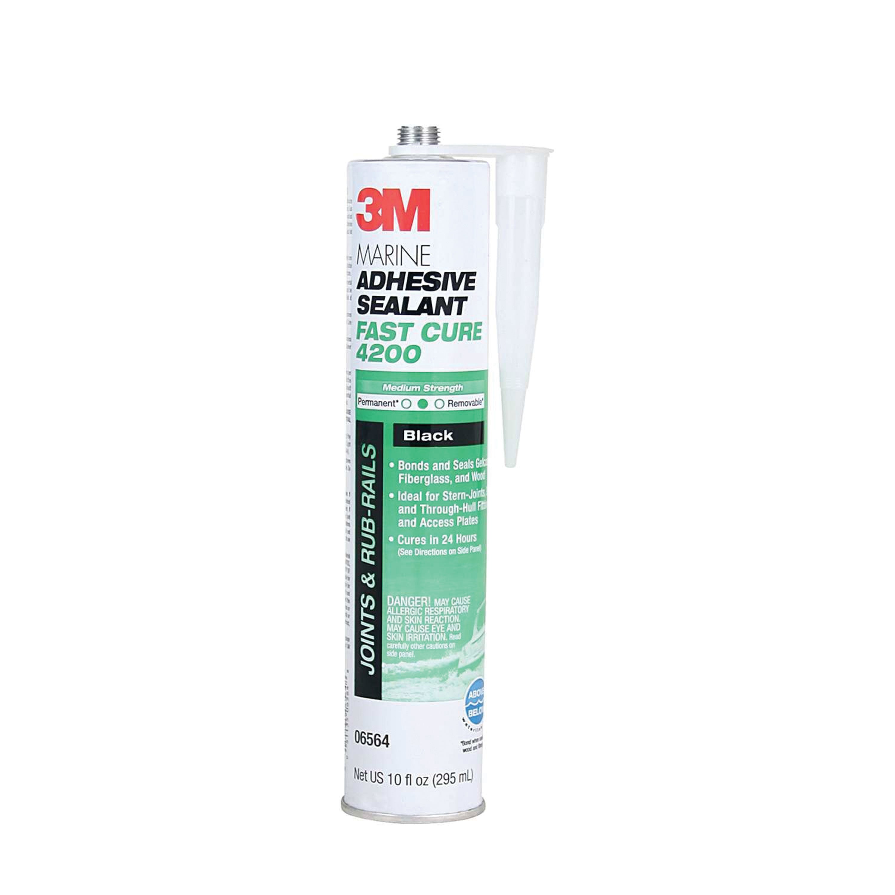 3M 06564 Marine Adhesive/Sealant Fast Cure 4200, Black / 1/10 Gallon
