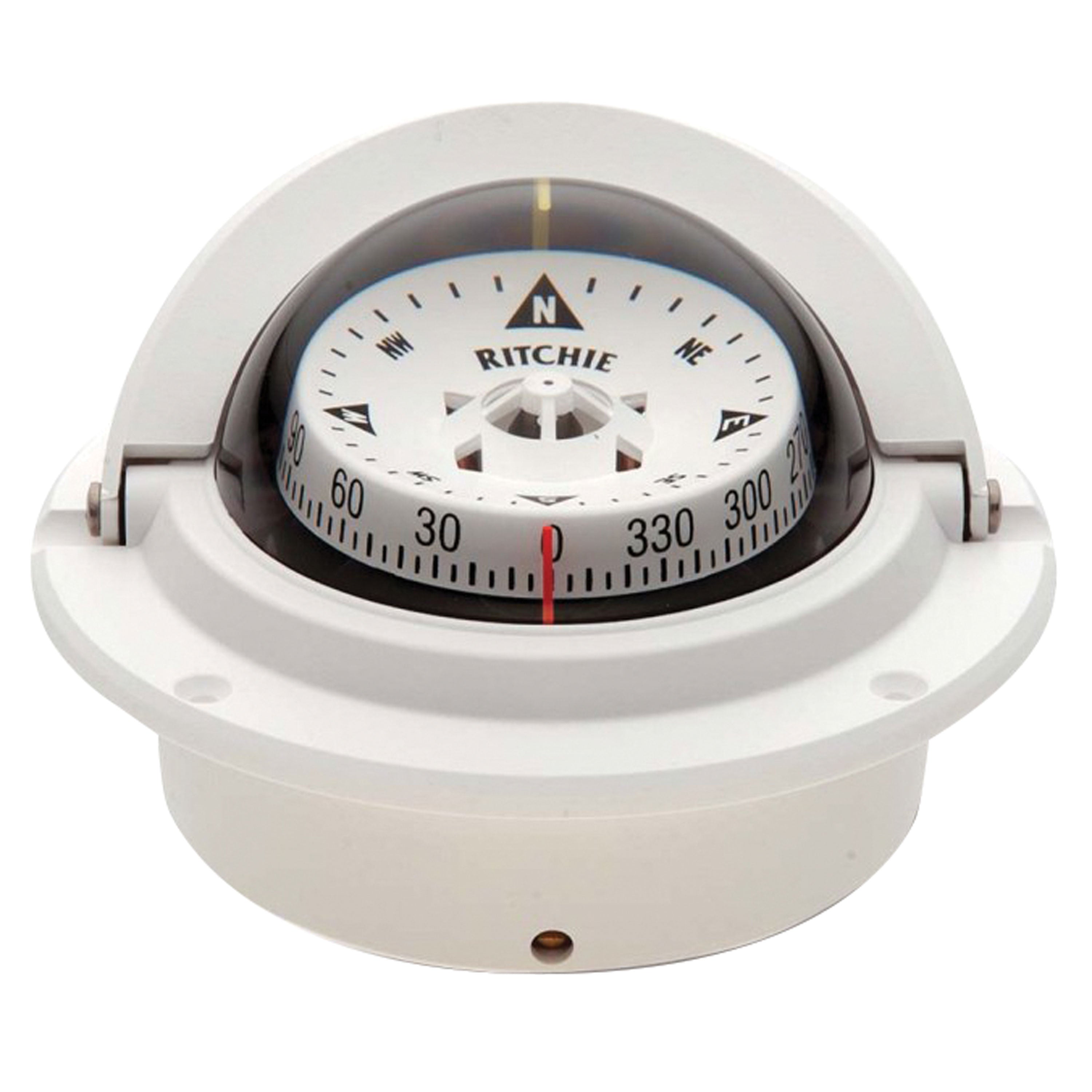 Ritchie Navigation F-83W Voyager Flush Mount Compass - CombiDial, White with White Dial