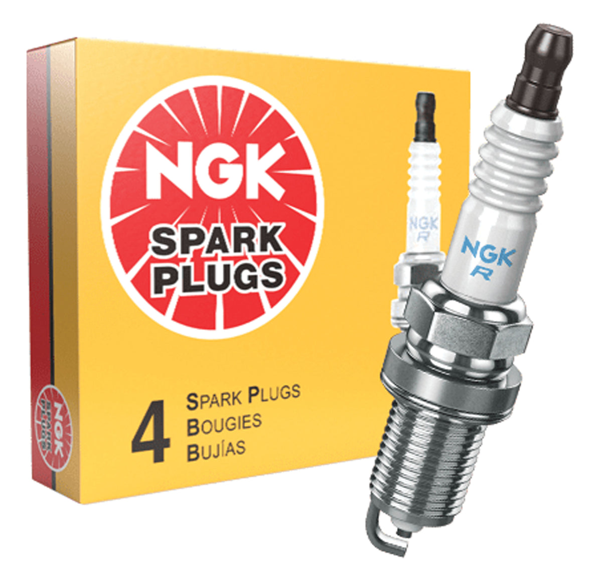 NGK 4322 Standard Spark Plug - BR8HS, 4 Pack