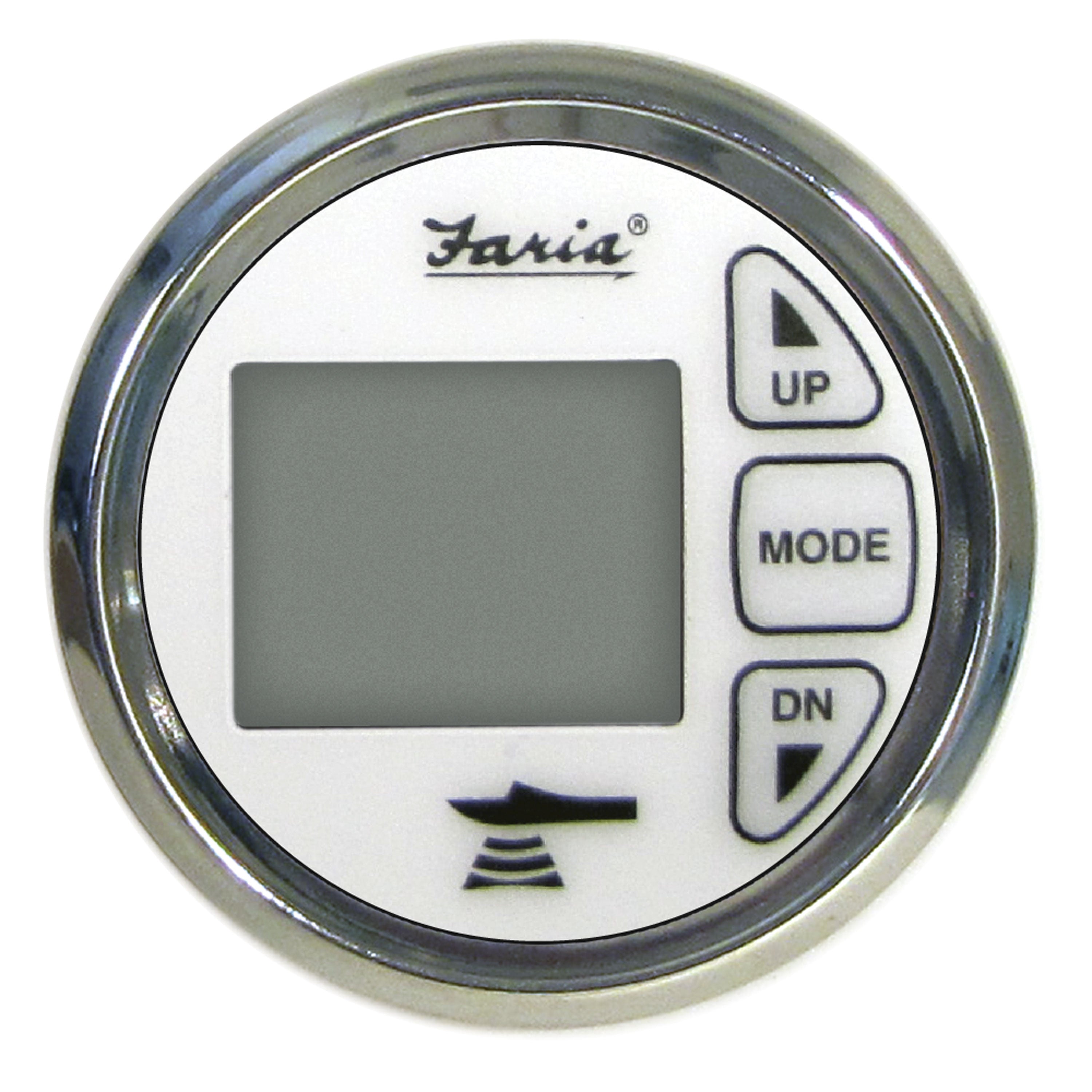 Faria 13852 Chesapeake Stainless Steel Depth Sounder with Air and Water Temperature (Transom Mounted Transducer) - 2", White