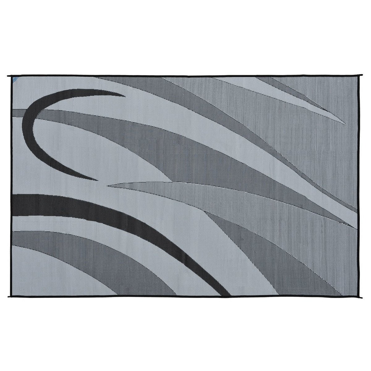 Ming's Mark GA1 Stylish Camping Reversible Graphic Patio Mat - 8' x 12', Black/Silver