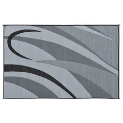 Ming's Mark GA1 Stylish Camping Reversible Graphic Patio Mat - 8' x 12', Black/Silver