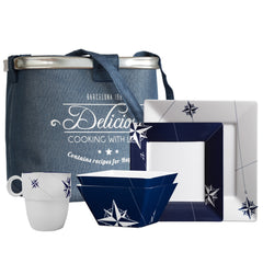 Marine Business 15146 Northwind Tableware Set and Basket - Square, 25-Piece