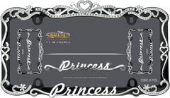 Cruiser Accessories 22635 License Plate Frame - Princess, Black/Chrome-Plated Metal