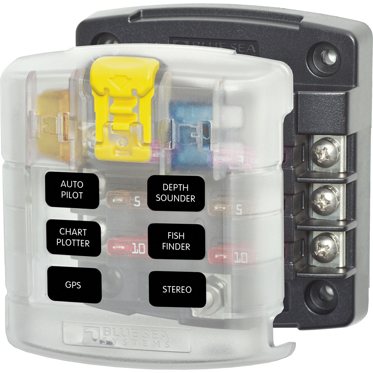 Blue Sea Systems 5028-BSS ST Blade Fuse Block - 6 Circuits with Cover