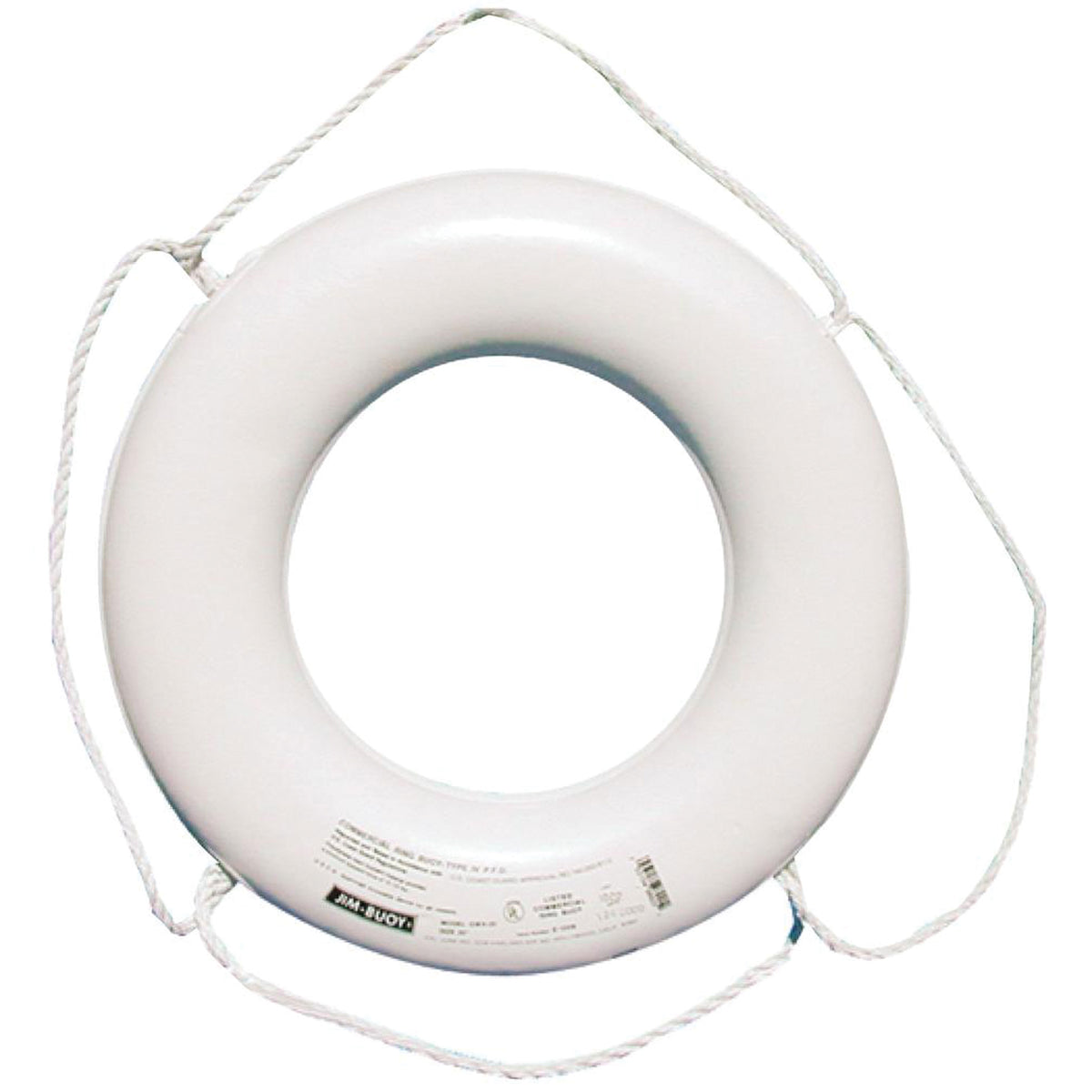 Jim-Buoy JBW-X-20 JBX-Series Life Ring without Beckets - 20", White