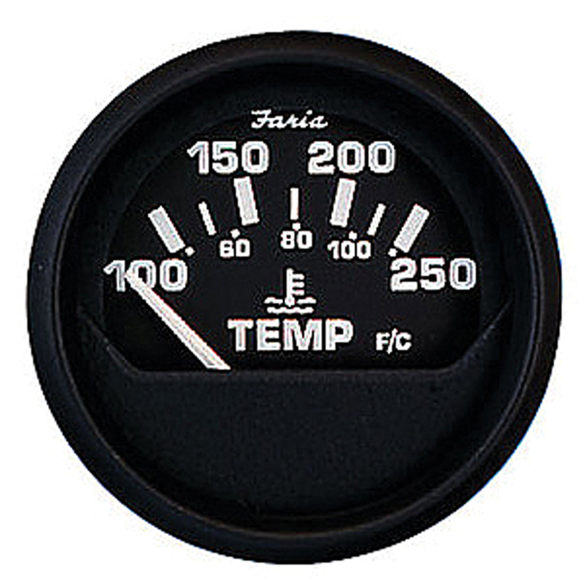 Faria 12812 Euro Water Temperature Gauge (100-250Â°F) - 2", Black