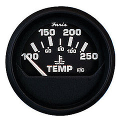 Faria 12812 Euro Water Temperature Gauge (100-250Â°F) - 2", Black