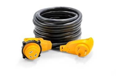 Camco 55524 30 Amp Power Grip Extension Cord with 90M/90F Locking Adapter - 25'