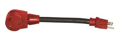 Valterra A10-1530HVP Mighty Cord 12" Adapter Cord w/Handle - 15AM to 30AF, Red  (Carded)