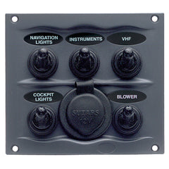 Marinco 900-5WPS 5-Way Switch Panel with Socket