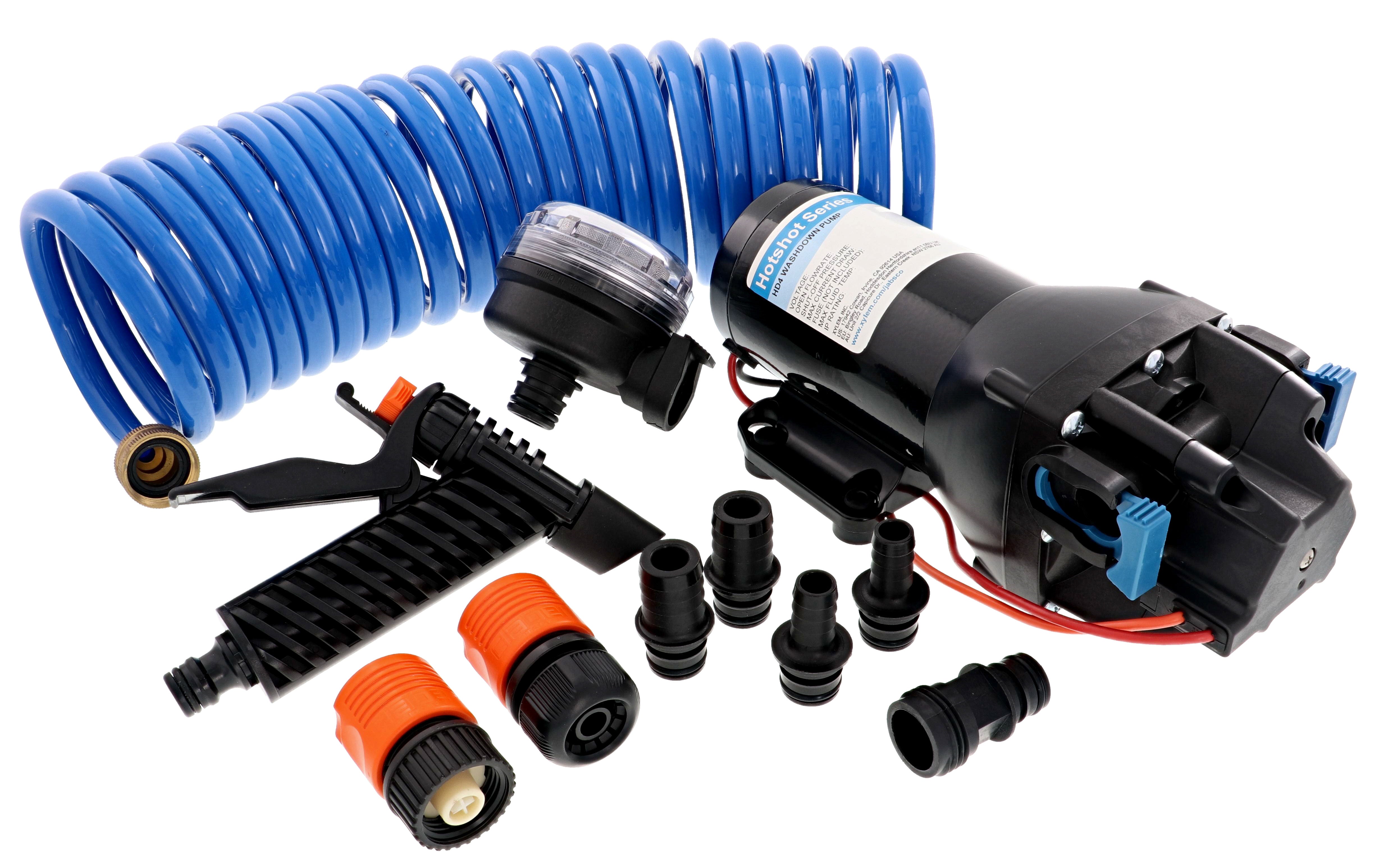 Jabsco Q401J-118N-4A HotShot HD4 Marine Washdown Pump with 25' Coil - 12V, 4 GPM, 60 PSI Shut-Off