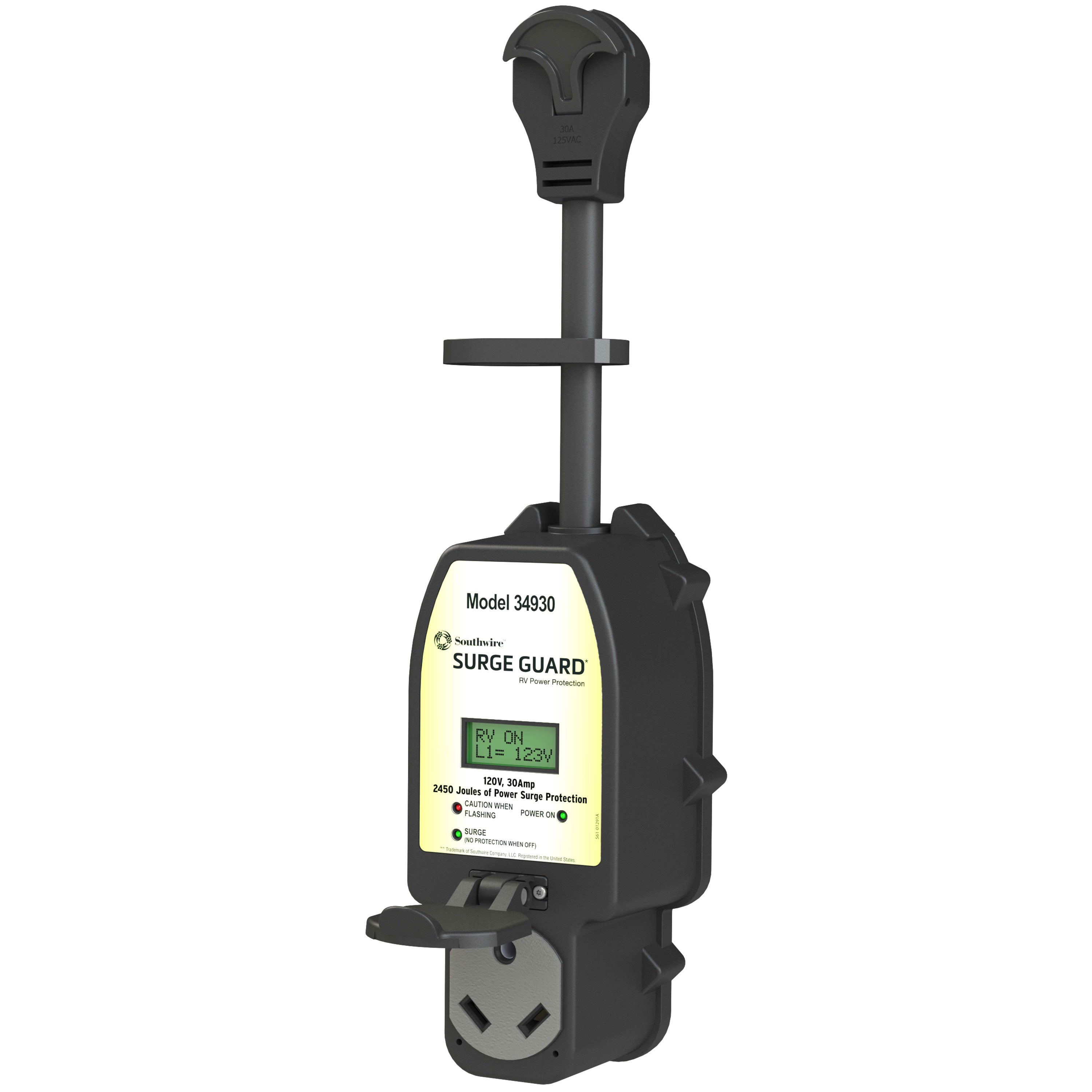 Southwire 34930 Full Protection Portable Surge Guard with LCD Display - 30A, 120V, 2450 Joules