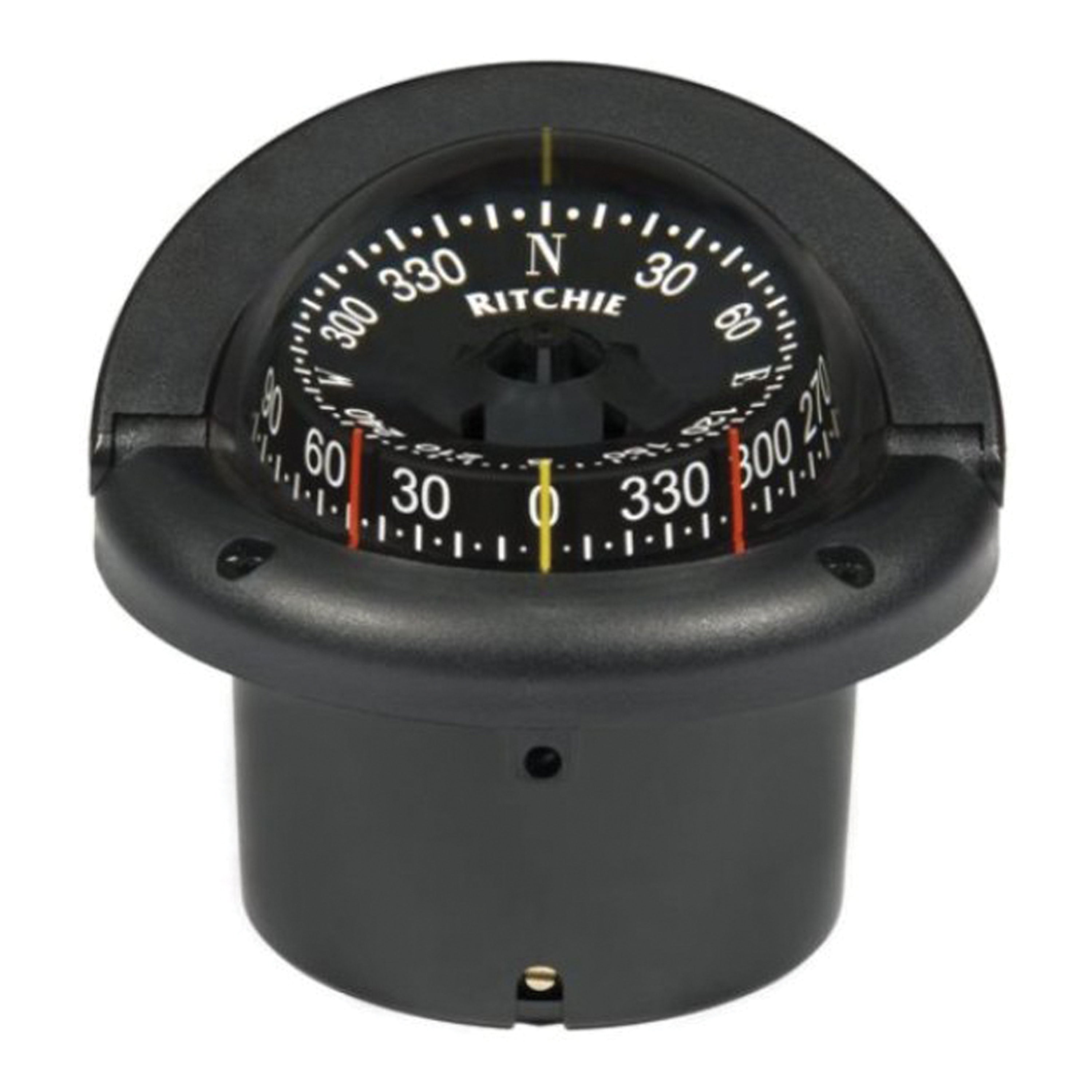 Ritchie Navigation HF-743 Helmsman Flush Mount Compass - CombiDial, Black with Black Dial