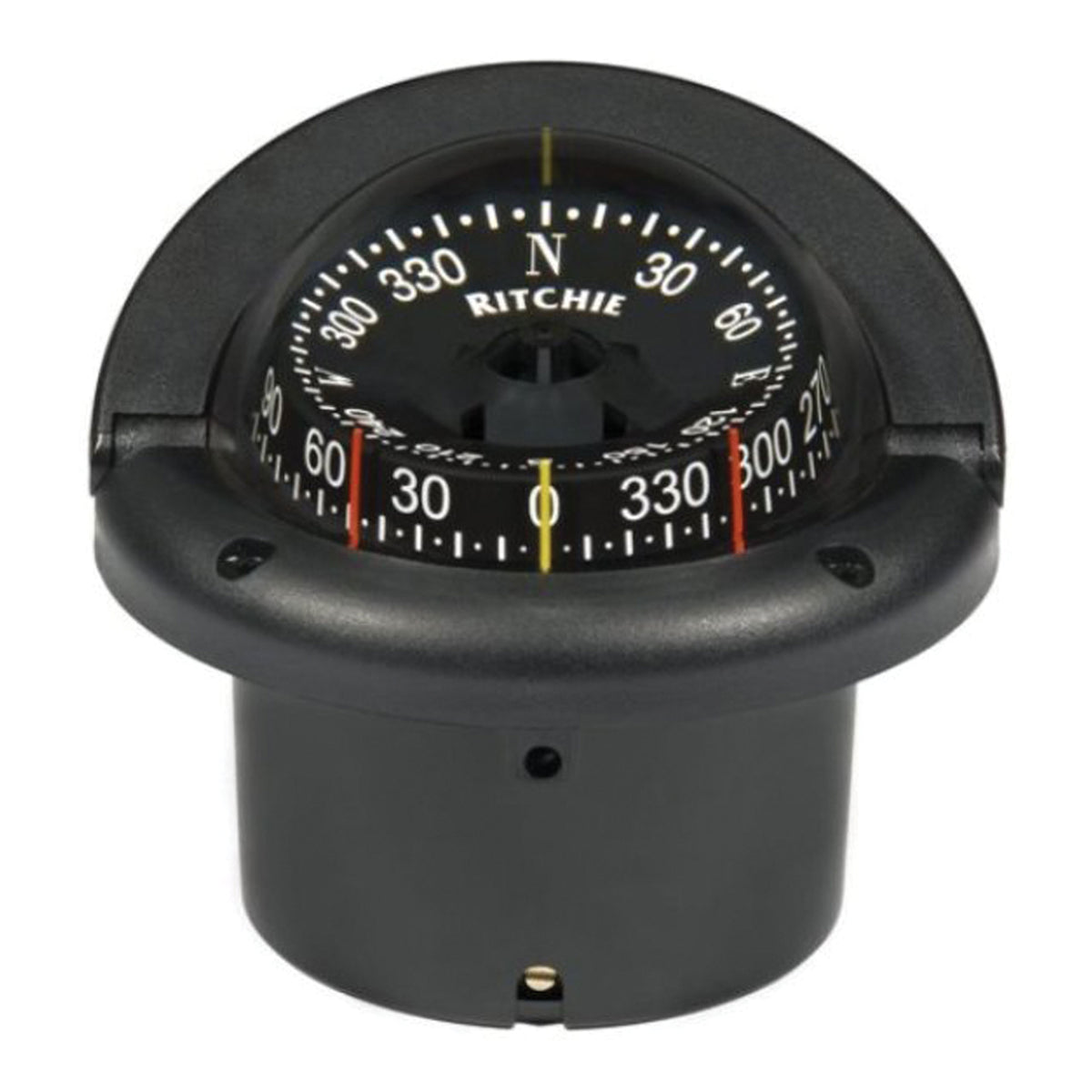 Ritchie Navigation HF-743 Helmsman Flush Mount Compass - CombiDial, Black with Black Dial