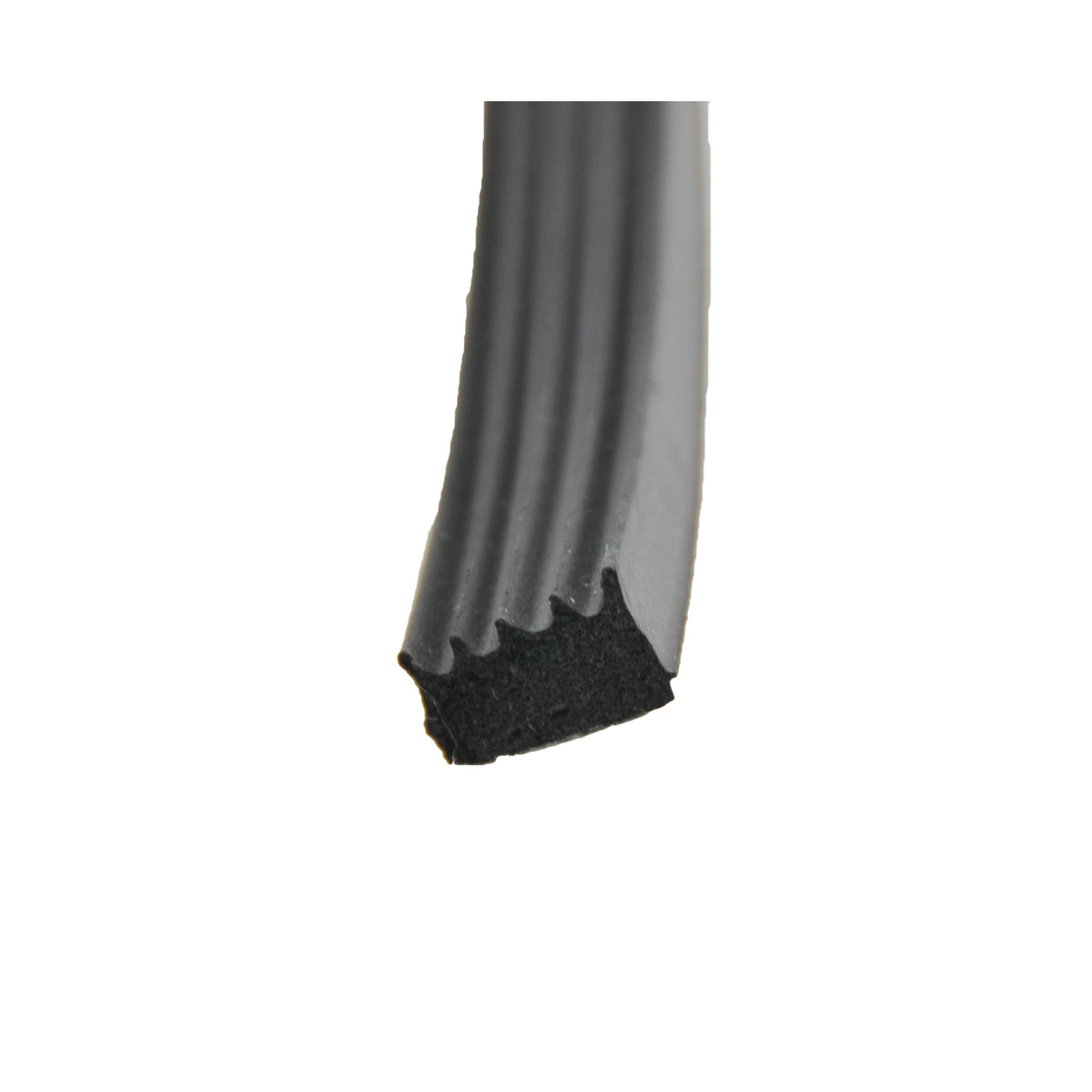 AP Products 018-855 Black Ribbed Foam Seal with PSA (White Tape) - 1/2" x 5/16" x 50'