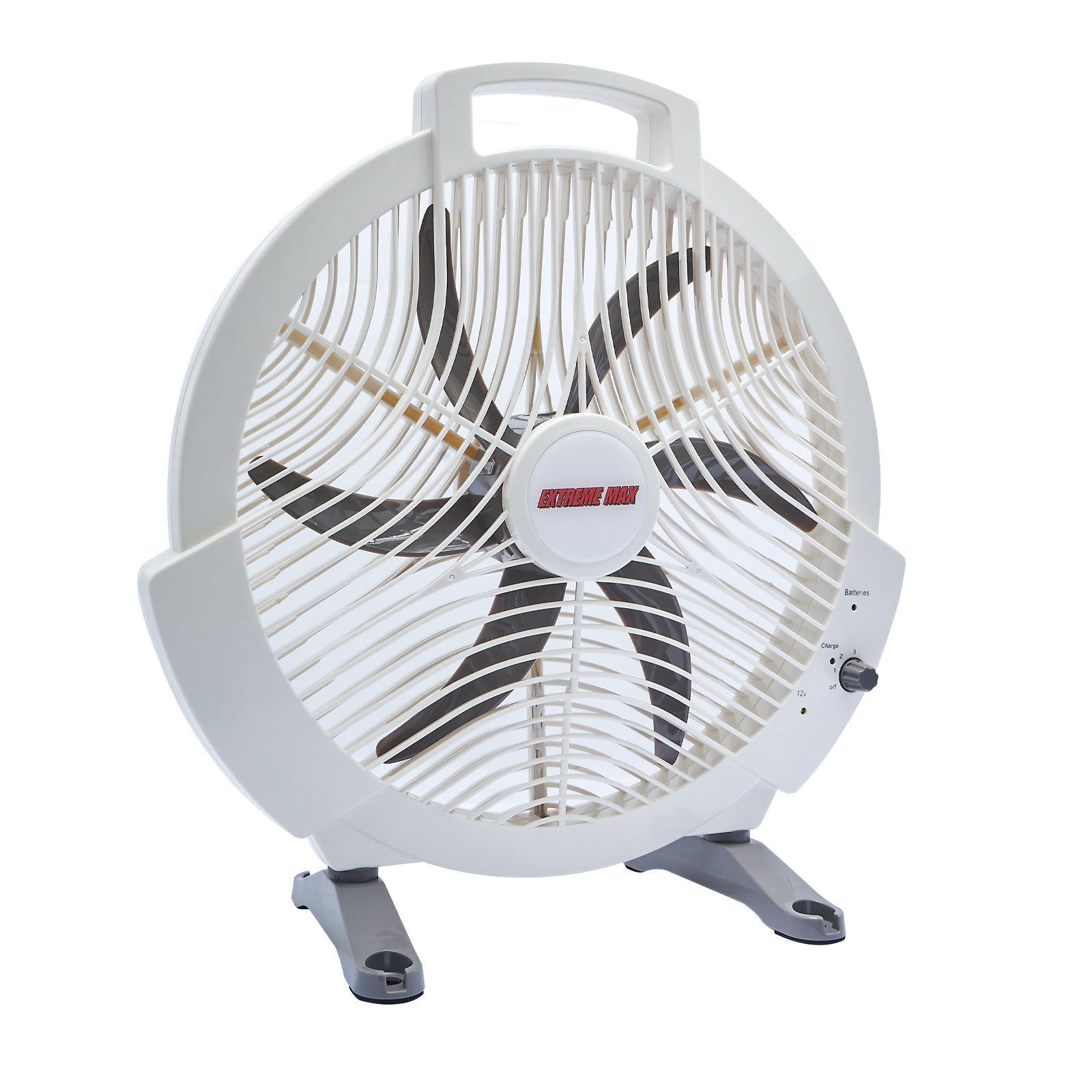 Extreme Max 1229.4089 Rechargeable AC/DC 12 Volt Box Fan with Lithium Battery â 12"