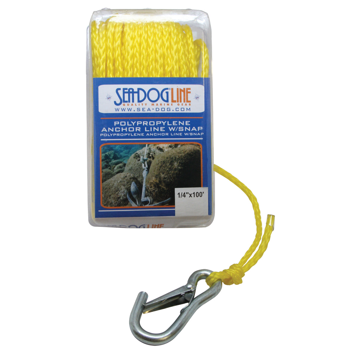 Sea-Dog 304210100YW-1 Polypropylene Anchor Line with Snap - Yellow, 3/8" x 100'