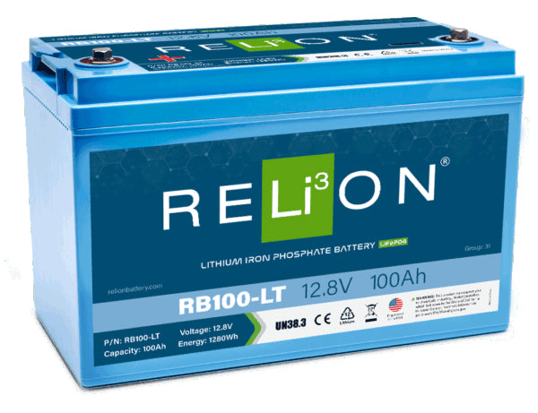 RELiON RB100-LT Cold Weather Lithium Deep Cycle Battery LiFePO4 - 12.8V, 100Ah