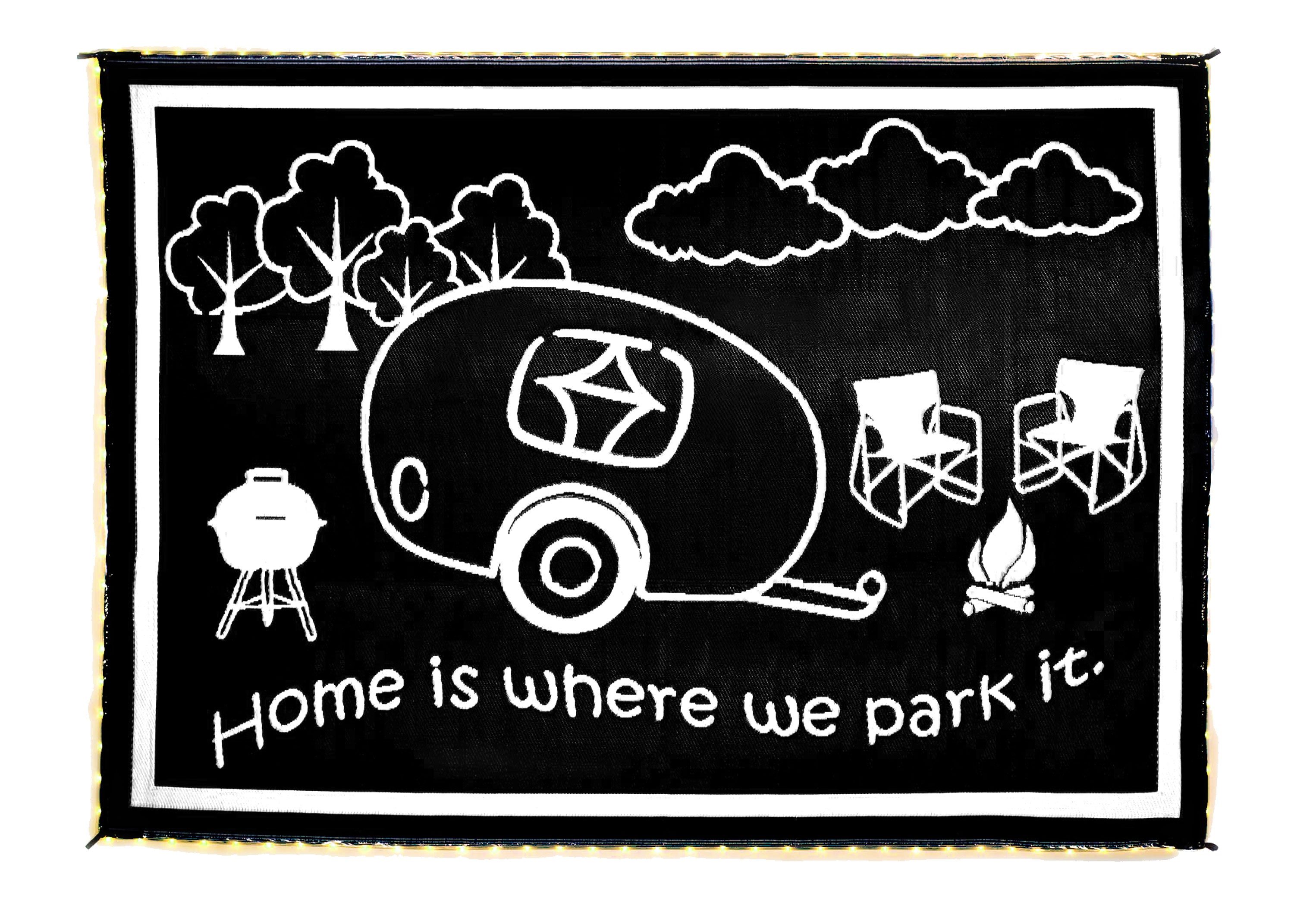 Stylish Camping LRVH8181 Reversible LED Illuminated Mat - RV Home, Black/White, 8' x 18'