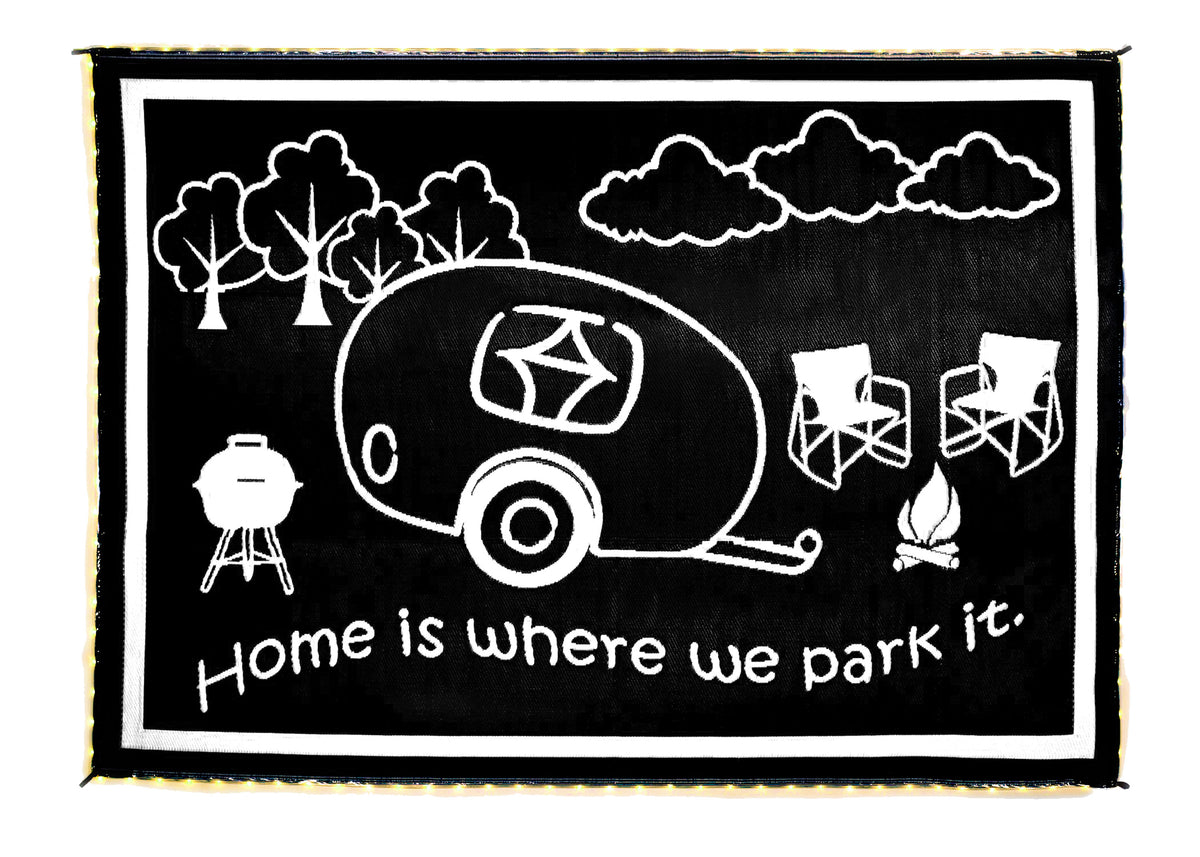 Stylish Camping LRVH8181 Reversible LED Illuminated Mat - RV Home, Black/White, 8' x 18'
