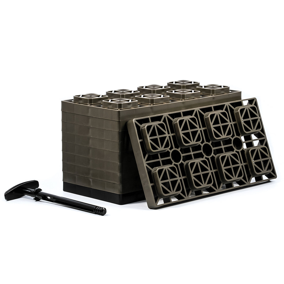 Camco 44525 Fasten Leveling Blocks With T-Handle, 4X2, Brown 10 Pack