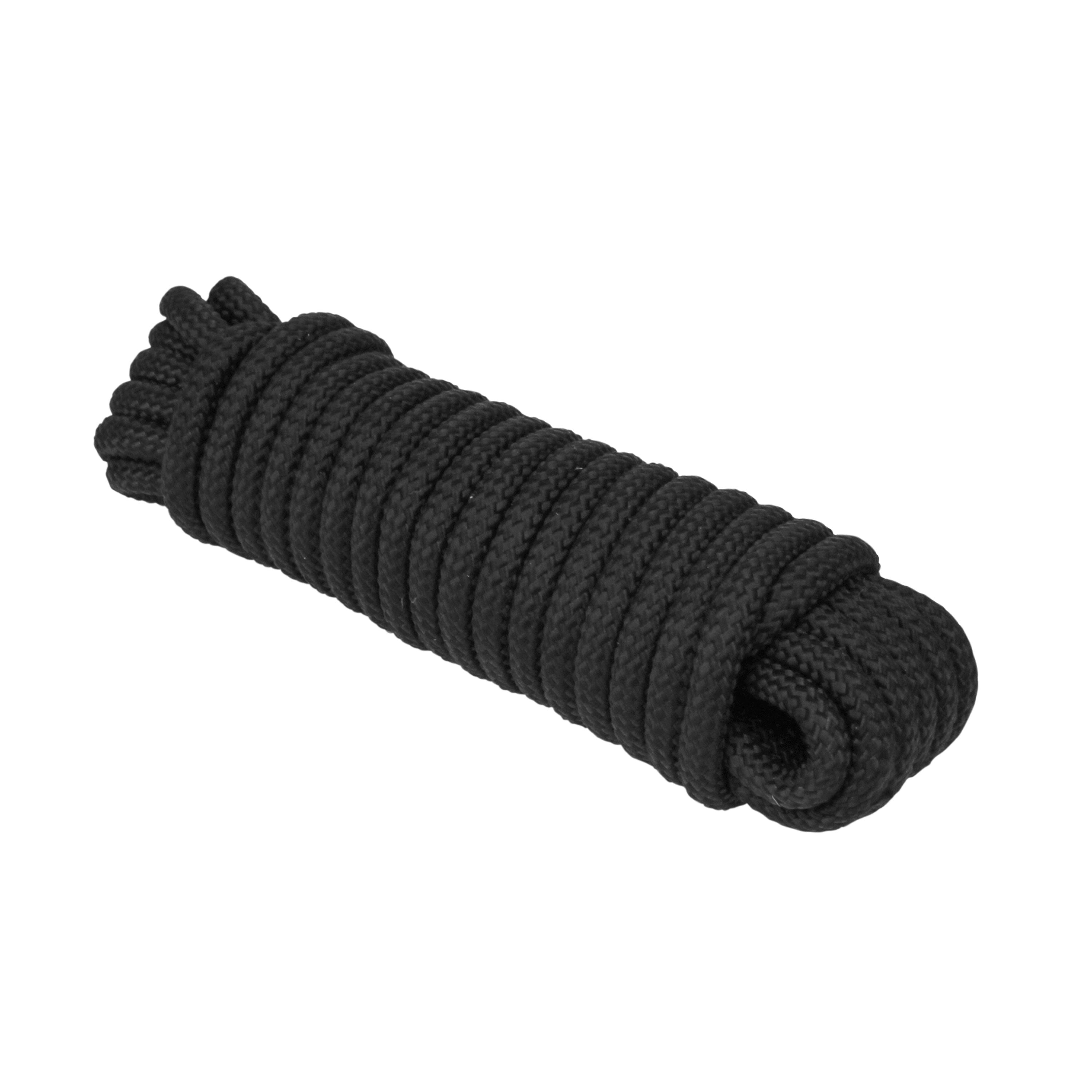Extreme Max 3008.0301 16-Strand Diamond Braid Utility Rope - 1/4" x 25', Black