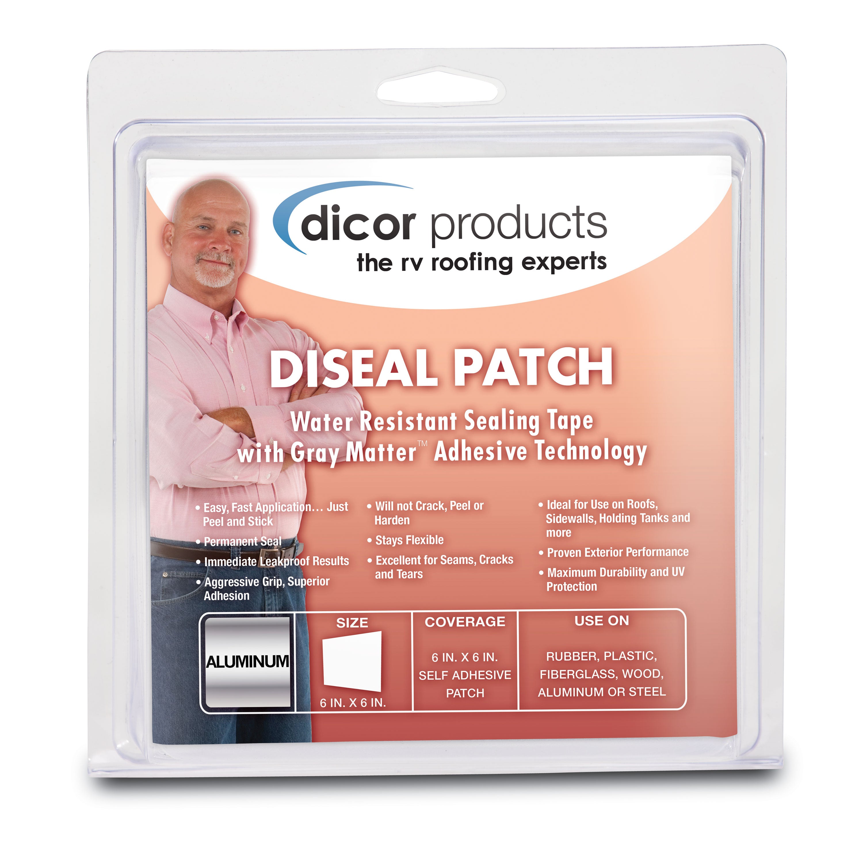 Dicor Corporation 522AF-66-1C Sealing Tape - Aluminum, 6" x 6" Patch