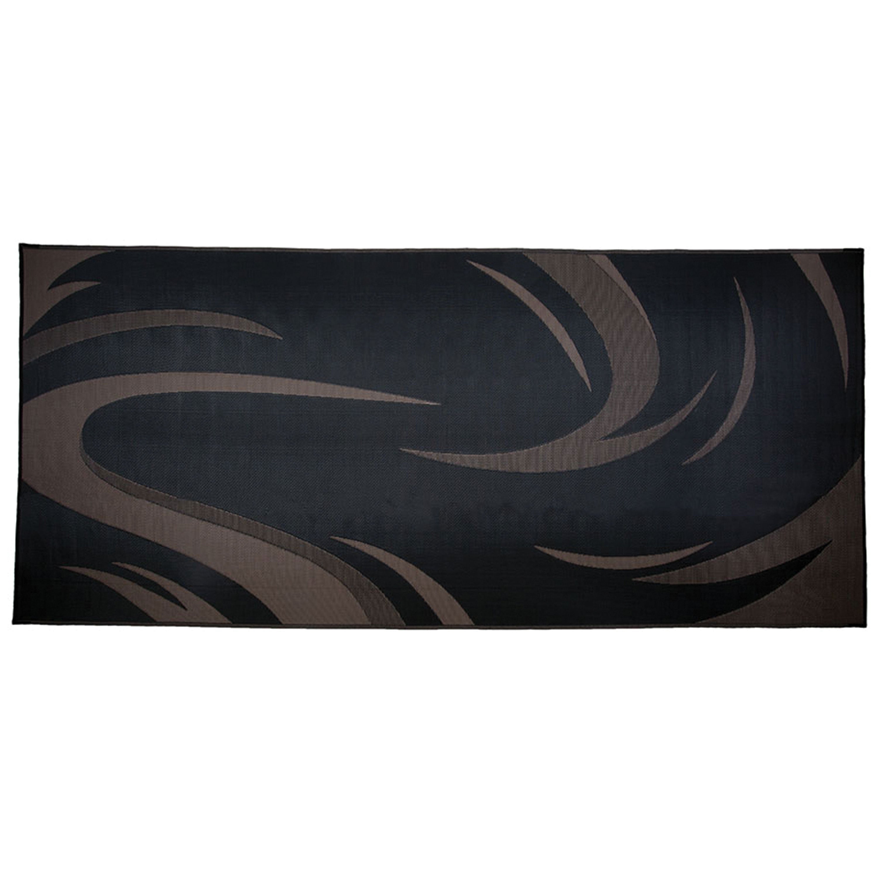 Ming's Mark SD8181 Stylish Camping Reversible Swish Patio Mat - 8' x 18', Black/Brown