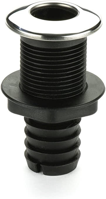 Whitecap S-3803C Stainless Steel / Nylon Thru-Hull with Barb - 1-1/8" Hose Size, Straight