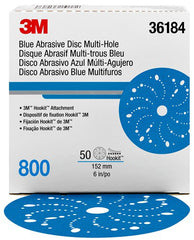 3M 7100216007 Hookit Multi-Hole Blue Abrasive Disc 321U, 36178 - 6", 240 Grit, 50/Box