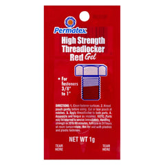 Permatex 09979 High Strength Threadlocker Red Gel - 1 Gram Pouch
