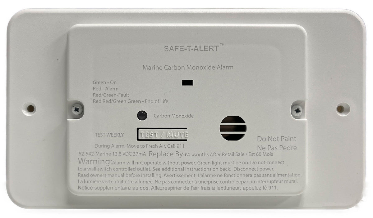 MTI Industries 62-542-MARINE-WH Marine Carbon Monoxide Alarm - 62 Series, Flush Mount, White