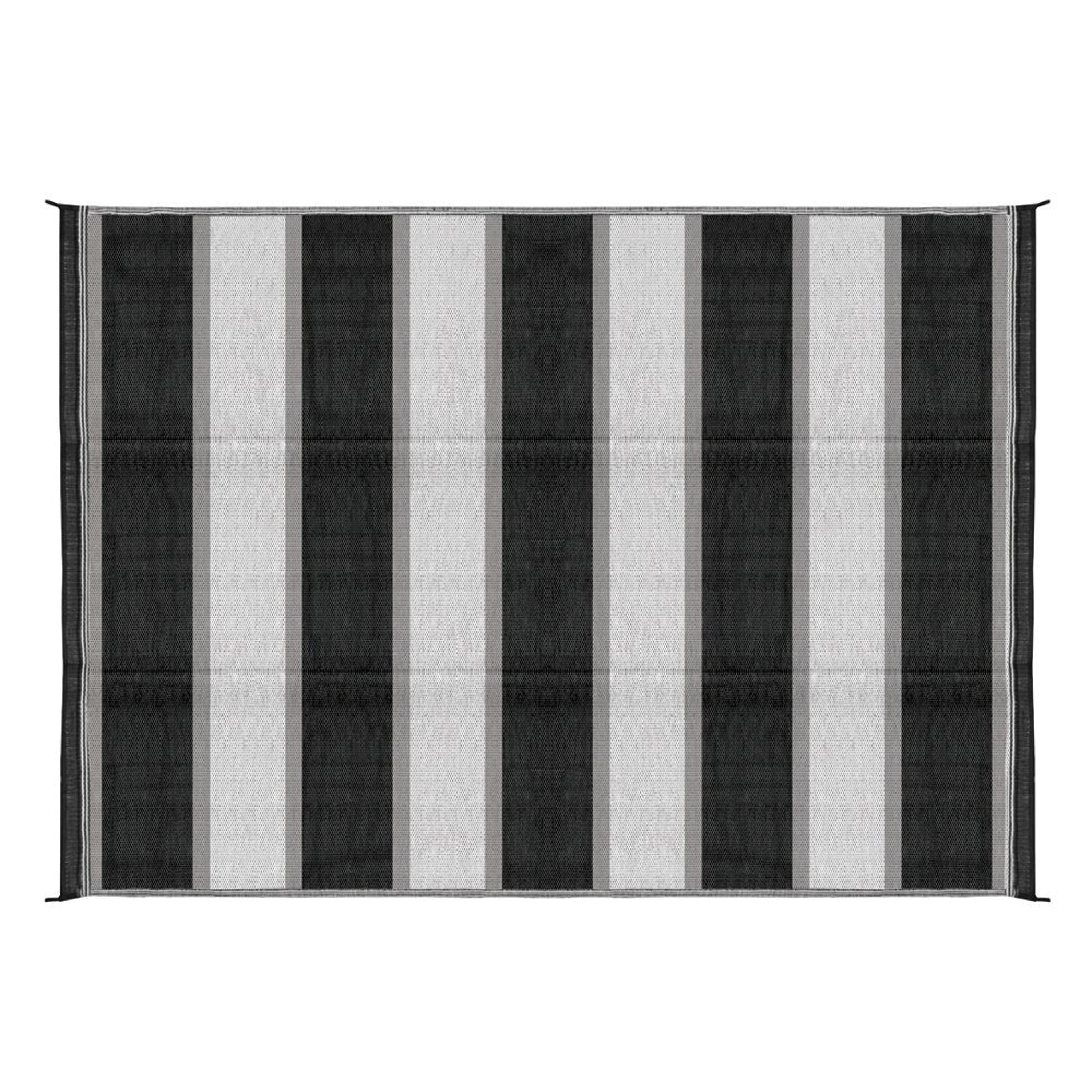 Camco 42873 Stripe Awning Leisure Mat - Charcoal Stripe 6' x 9'