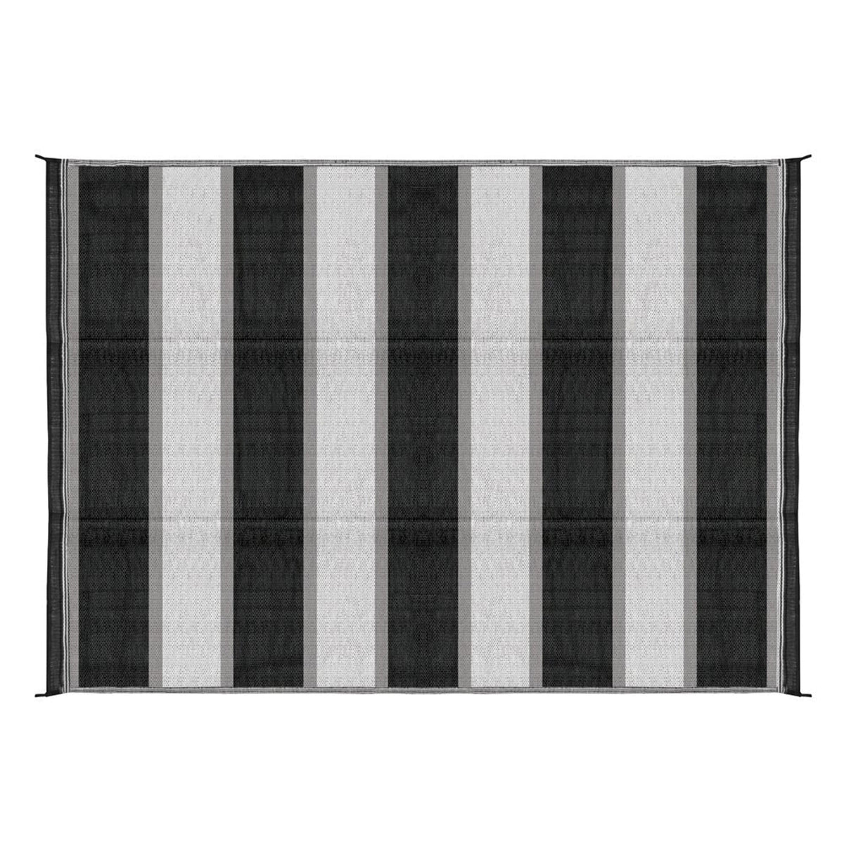 Camco 42873 Stripe Awning Leisure Mat - Charcoal Stripe 6' x 9'