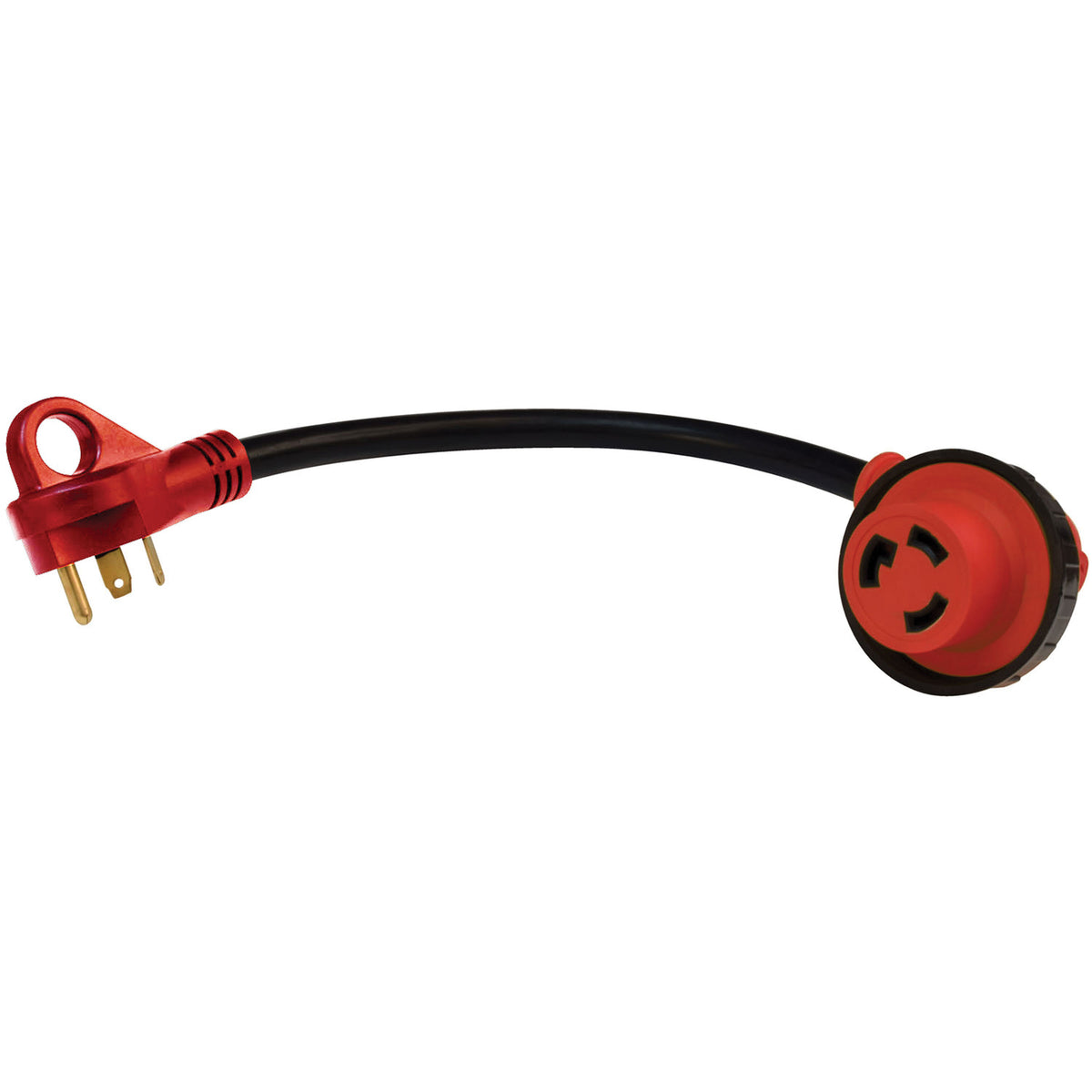 Valterra A10-3030D90VP Mighty Cord 90Â° Detachable 12" Adapter Cord - 30AM to 30AF, Red (Carded)