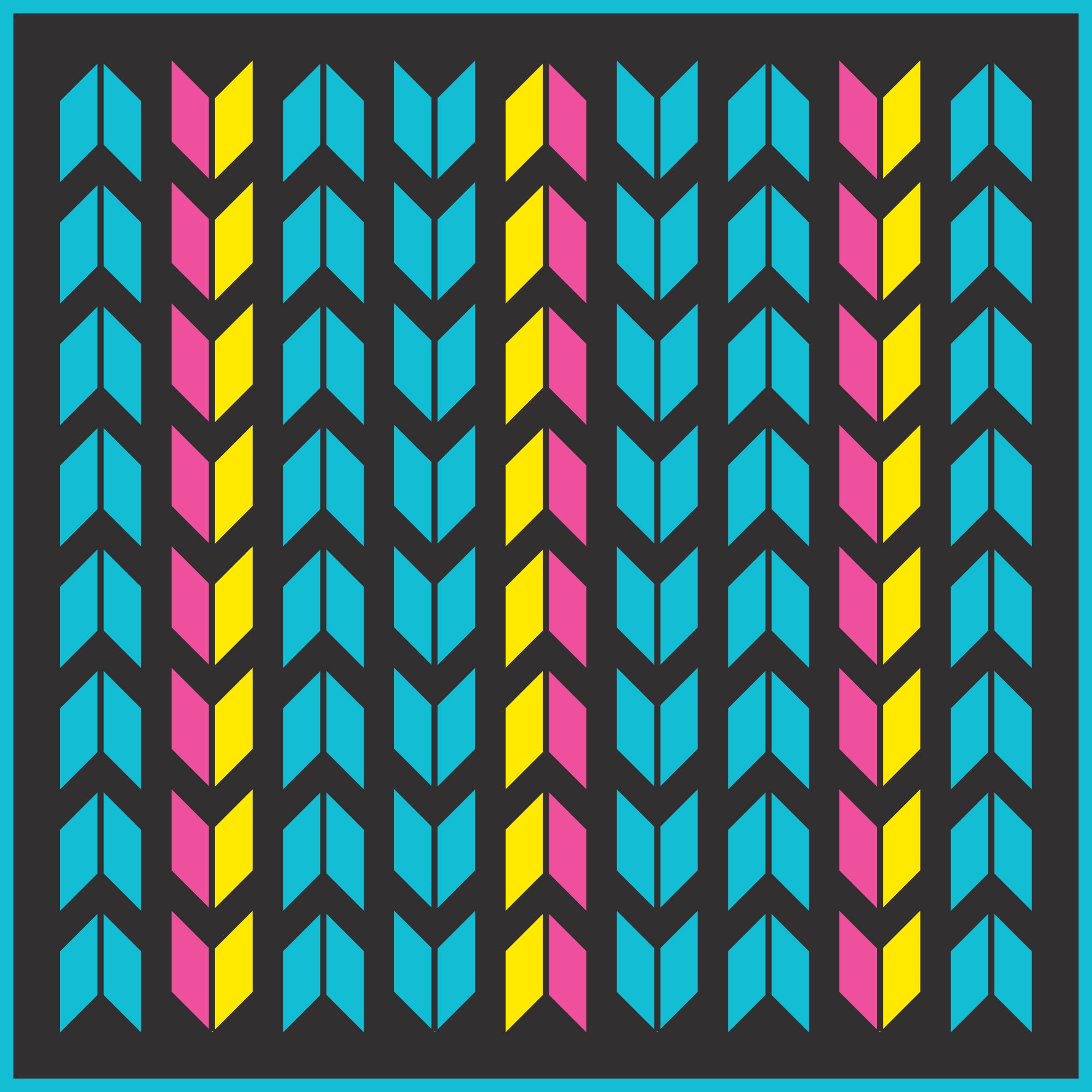 Kuma 882-KM-COM-LP-9 Chevron Outdoor Mat - 9' x 9' (Lollipop - Teal/Pink/Yellow/Black)