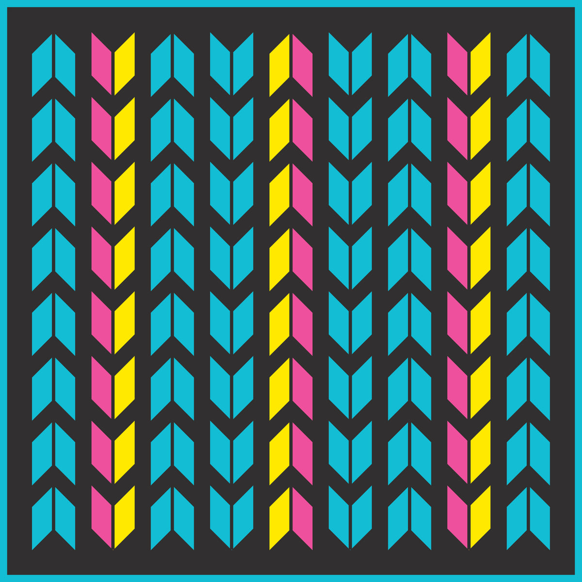 Kuma 882-KM-COM-LP-9 Chevron Outdoor Mat - 9' x 9' (Lollipop - Teal/Pink/Yellow/Black)