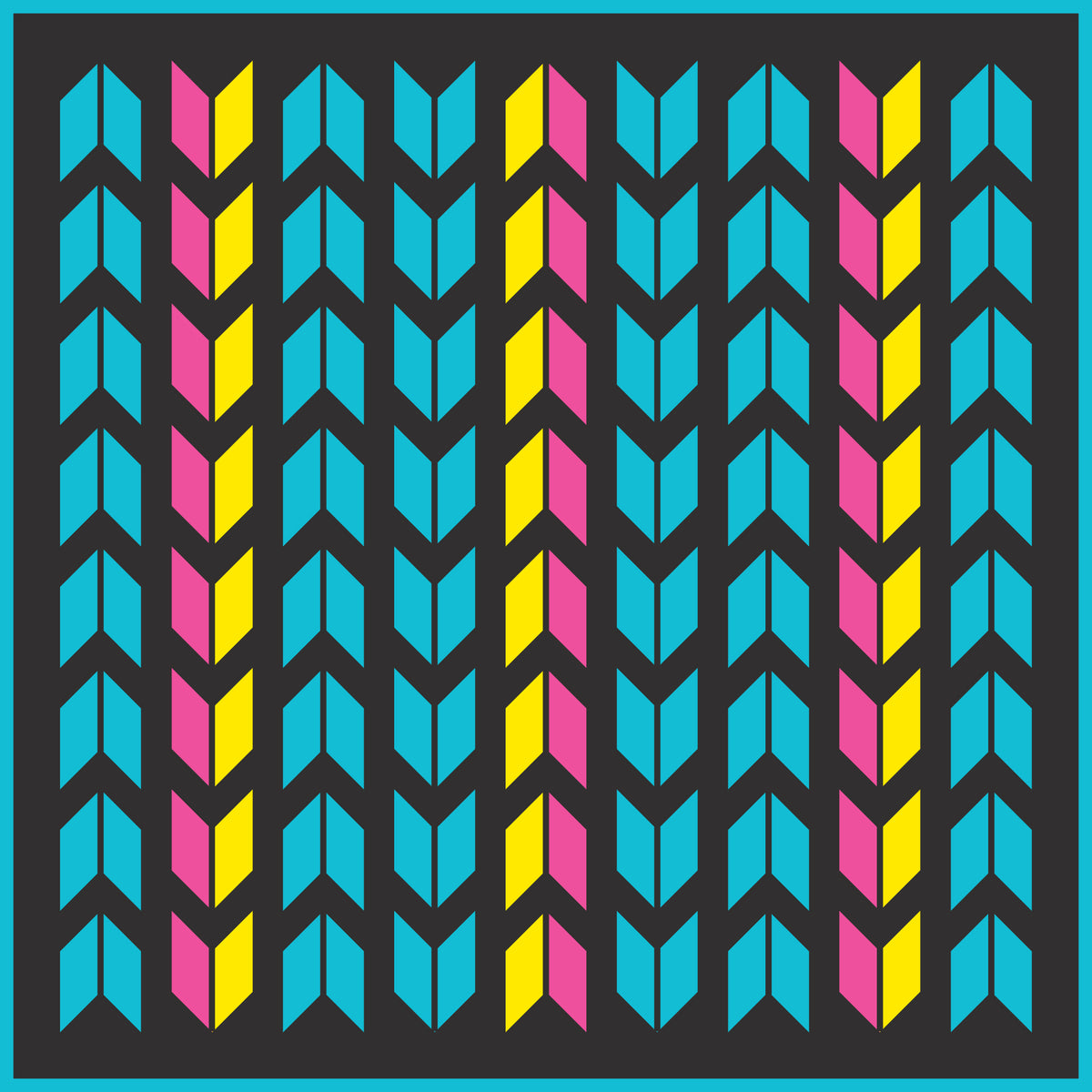 Kuma 882-KM-COM-LP-9 Chevron Outdoor Mat - 9' x 9' (Lollipop - Teal/Pink/Yellow/Black)