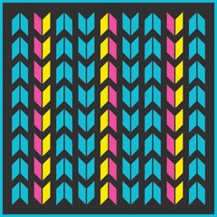 Kuma 882-KM-COM-LP-9 Chevron Outdoor Mat - 9' x 9' (Lollipop - Teal/Pink/Yellow/Black)