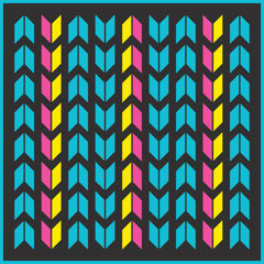 Kuma 882-KM-COM-LP-9 Chevron Outdoor Mat - 9' x 9' (Lollipop - Teal/Pink/Yellow/Black)