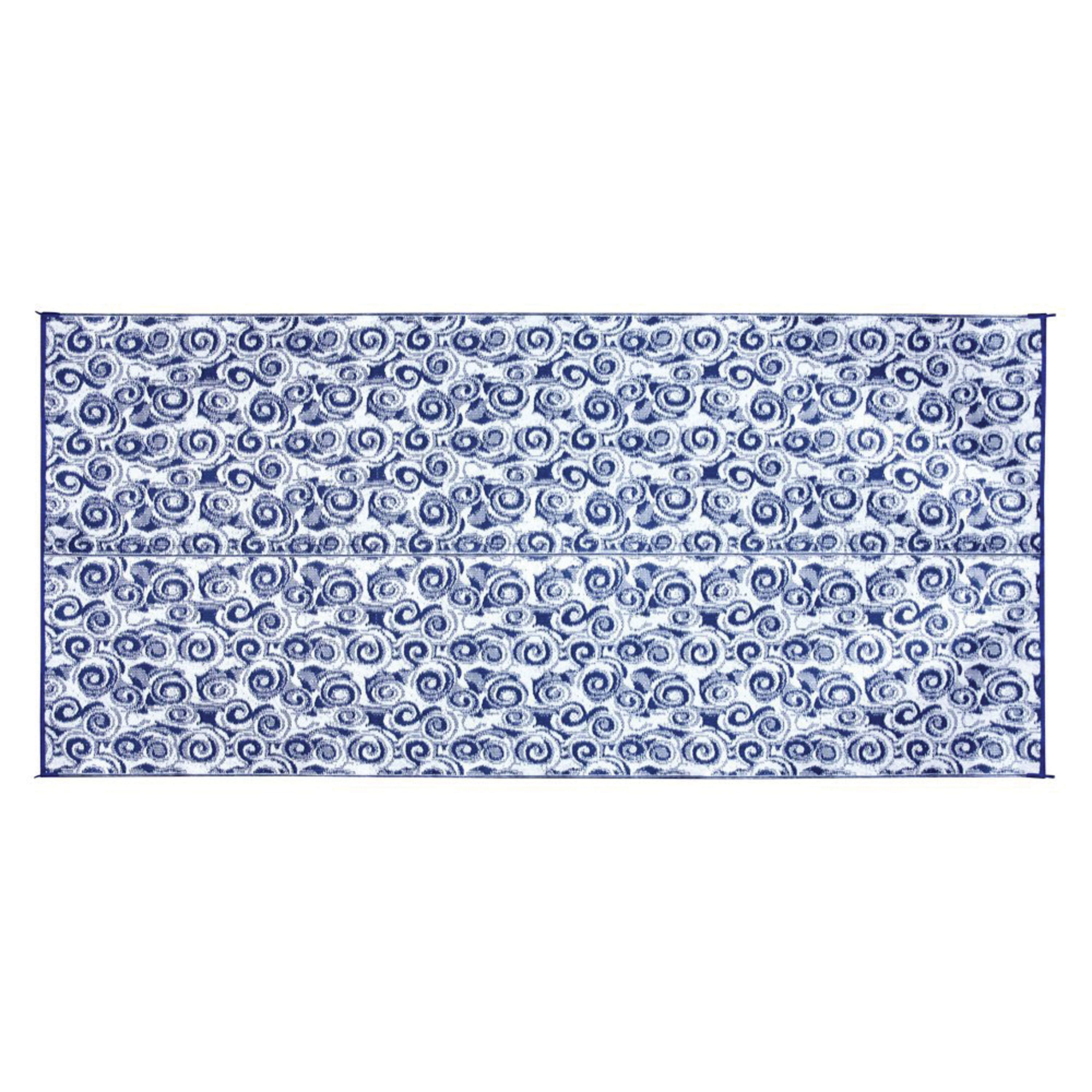 Camco 42841 Swirl Awning Leisure Mat - Blue 8' x 16'