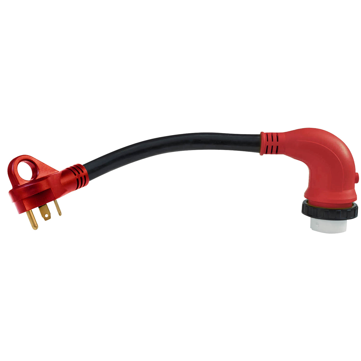 Valterra A10-3050D90VP Mighty Cord 90Â° Detachable 12" Adapter Cord - 30AM to 50AF, Red (Carded)