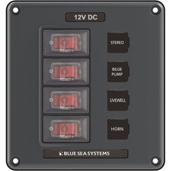 Blue Sea Systems 4320-BSS Panel Switch H2O CB 4POS GRAY