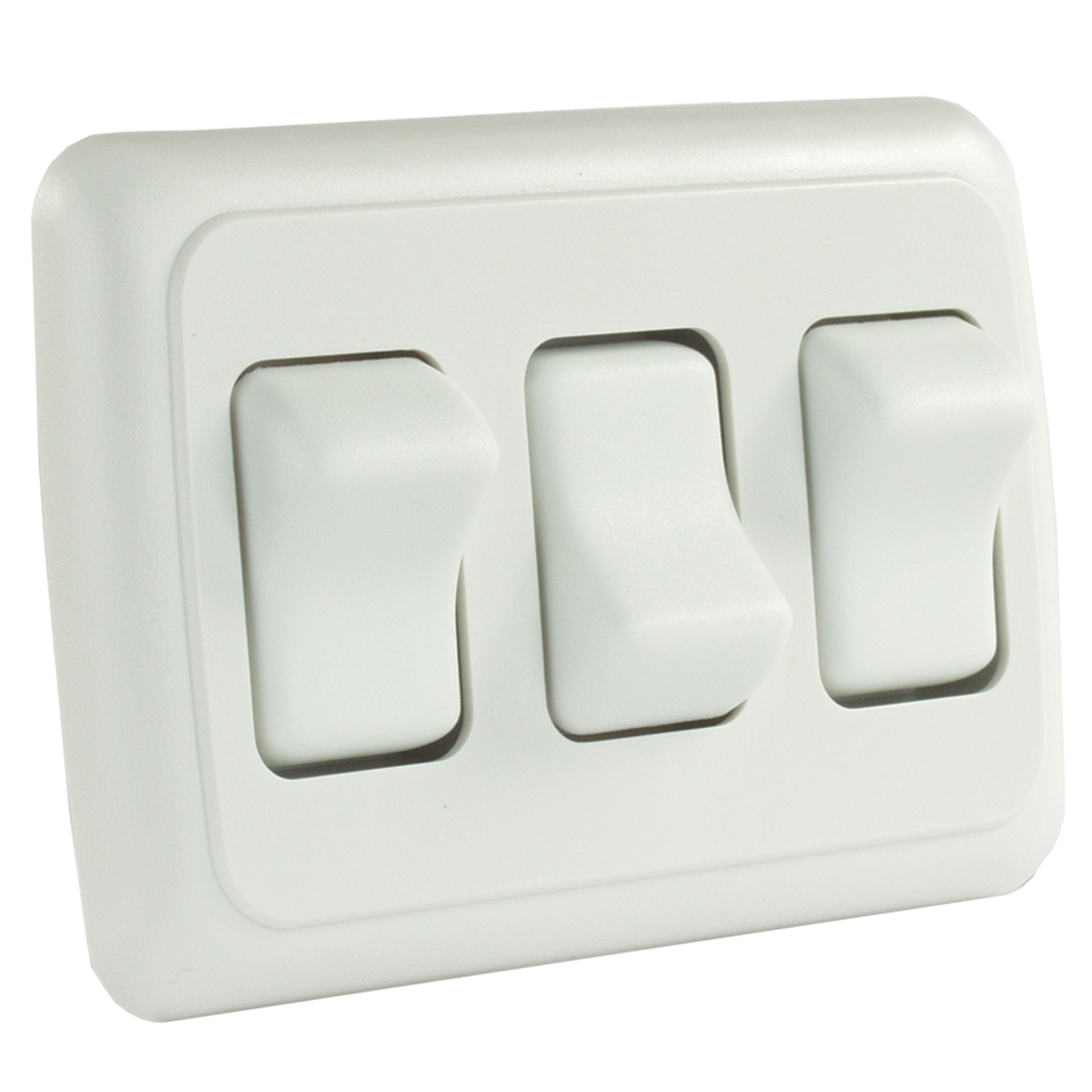 JR Products 12025 On/Off Switch with Bezel - Triple Switch, White