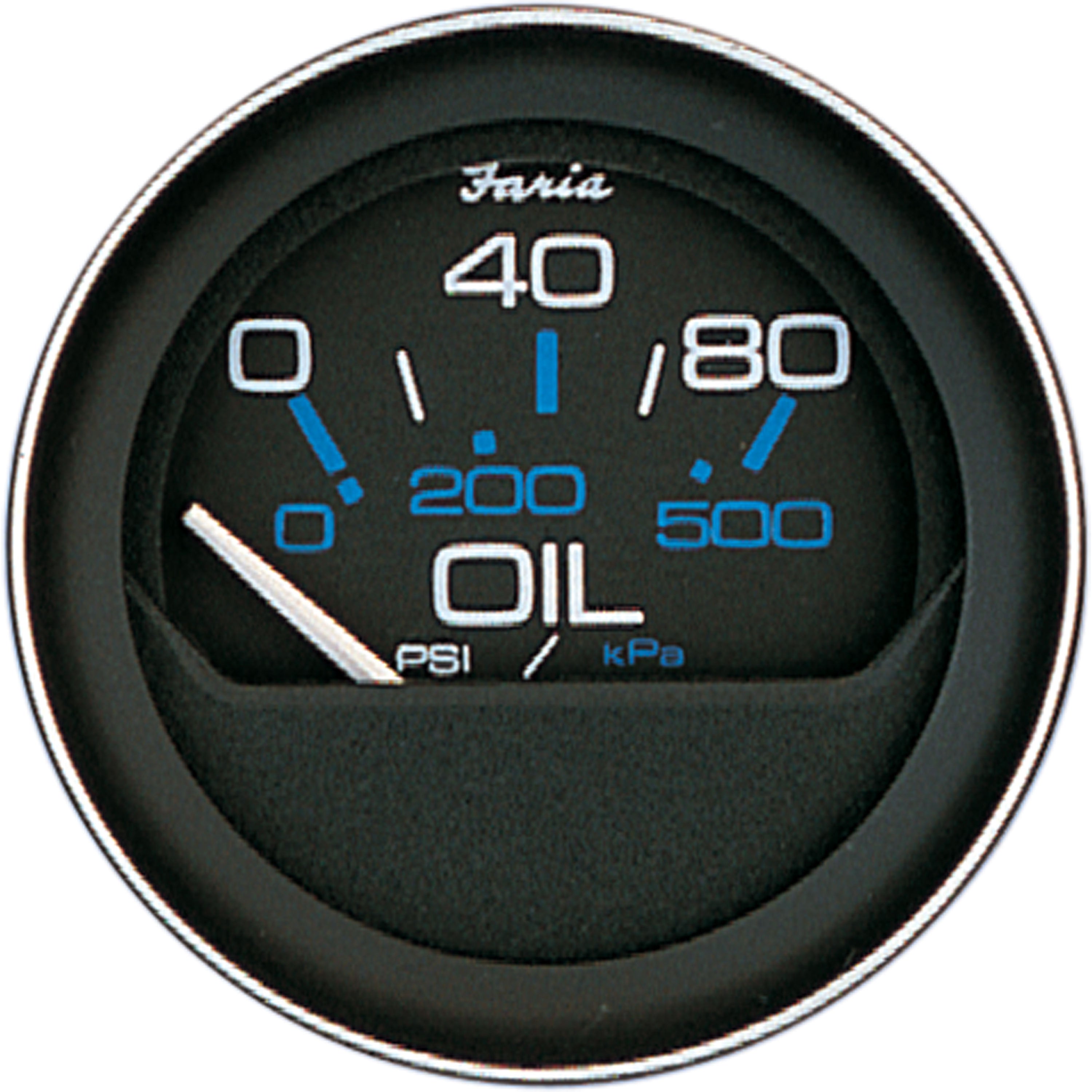 Faria 13002 Coral Oil Pressure Gauge (80 PSI) - 2", Black