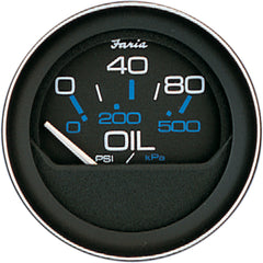 Faria 13002 Coral Oil Pressure Gauge (80 PSI) - 2", Black