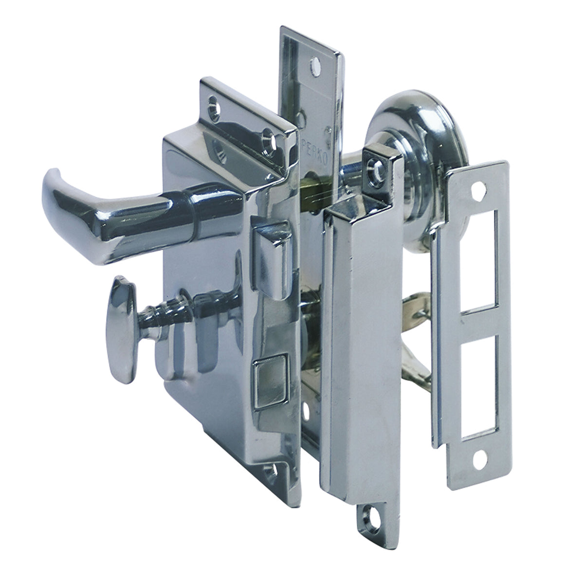 Perko 0918DP0CHR Regular-Bevel Rim Lock Set with Box Strike